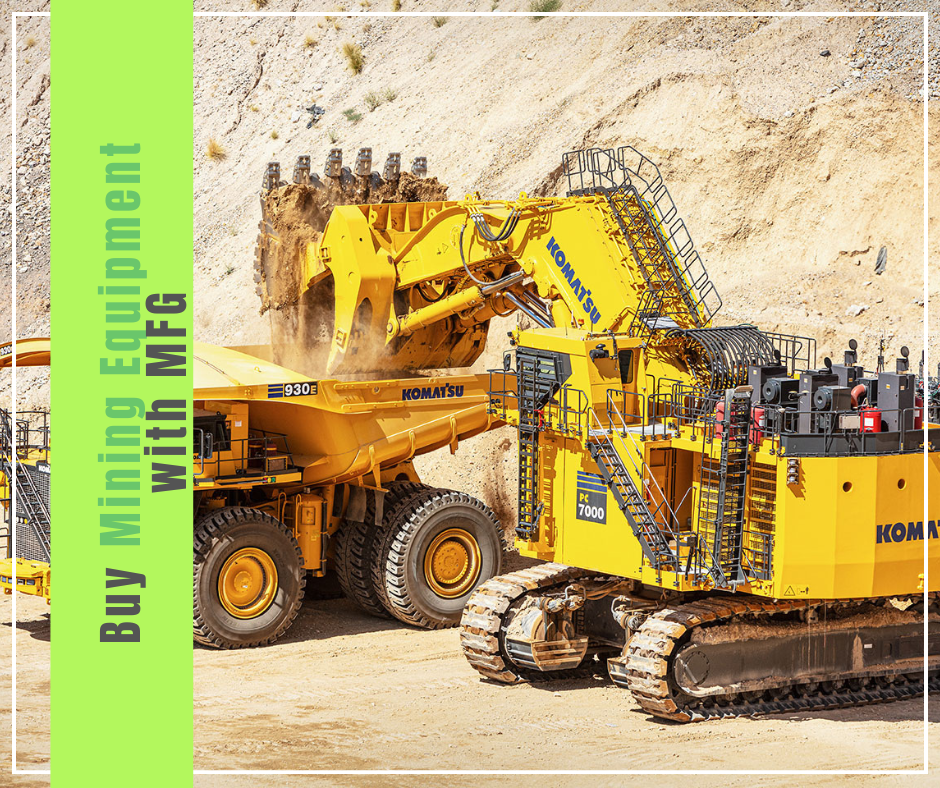 Buy mining equipment with MFG — Komatsu PC7000 excavator loading a 930E haul truck