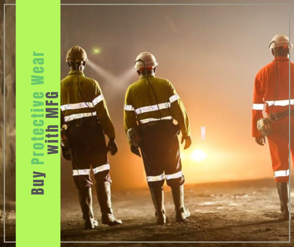Buy protective wear with MFG — two miners in high-visibility protective wear